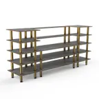 image of Steelite MGCMLB04GBXF 130" Configurable Buffet Table, 5-Tier, Grey Slate BHP Laminate Top, Brushed Brass Legs