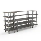 image of Steelite MGCMLB04GSXF 130" Configurable Buffet Table, 5-Tier, Grey Slate BHP Laminate Top, Brushed Stainless Steel Legs