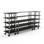 image of Steelite MGCMLB04MSXW 130" Configurable Buffet Table, 5-Tier, Nero Marquina Marble BHP Laminate Top, Brushed Stainless Steel