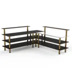 image of Steelite MGCMLB05MBXF Mogogo Buffet Solutions Modular Pro Corner Station, 100" x 100" x 47", Stainless Steel, Nero Marquina Marble BHP Laminate