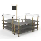 image of Steelite MGCMLB06GBXF 3-Tier Buffet Station, 100x100, Grey Slate BHP Laminate, Brushed Brass Legs
