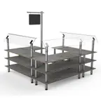 image of Steelite MGCMLB06GSXF 100" Rectangular Buffet Table, 3-Tier, Grey Slate BHP Laminate, Brushed Stainless Steel, 94"H