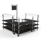 image of Steelite MGCMLB06MSXW 3-Tier Buffet Station, 100x100x94, Nero Marquina Marble BHP Laminate Top, Brushed Stainless Steel