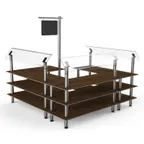 image of Steelite MGCMLB06WSXF 3-Tier Buffet Station, 100x100, Brushed Stainless Steel, Bengali Mango Wood Top