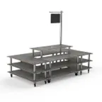 image of Steelite MGCMLB07GSXW 130" x 71" x 107"H 4-Tier Buffet Table, Grey Slate BHP Laminate Top, Brushed Stainless Steel Casters