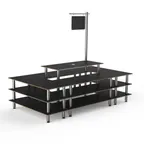 image of Steelite MGCMLB07MSXF 130" x 71" x 107"H 4-Tier Buffet Table, Nero Marquina BHP Laminate, Bamboo Core, Brushed Stainless Steel