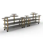 image of Steelite MGCMLB08GBXW 180" Buffet Table, 3-Tier, 38"D x 54"H, Grey Slate BHP Laminate, Bamboo Core