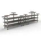 image of Steelite MGCMLB08GSXF 3-Tier Modular Buffet Station, 180-1/2" x 38" x 54", Grey Slate BHP Laminate Top, Brushed Stainless Steel Legs