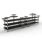 image of Steelite MGCMLB08MSXF 3-Tier Buffet Station, 180" x 38" x 54", Nero Marquina BHP Laminate, Brushed Stainless Steel