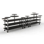 image of Steelite MGCMLB08MSXW 3-Tier Buffet Station, 180" x 38" x 54", Nero Marquina BHP Laminate Top, Brushed Stainless Steel