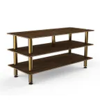 image of Steelite MGCMLB09WBXF 71" Configurable Buffet Table, 3-Tier, Bengali Mango Wood BHP Laminate Top, Brushed Brass Legs