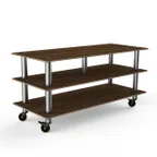 image of Steelite MGCMLB09WSXW 71" Buffet Table, 3-Tier, 29-1/2"D x 35"H, Bengali Mango Wood Top, Brushed Stainless Steel