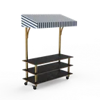 image of Steelite MGCMLB10MBWW Modular Classic Canopy Buffet Table, 71"W x 29"D x 96"H, Marble Black, Brushed Brass, On Casters