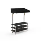 image of Steelite MGCMLB10MSBF 71" Modular Classic Buffet Table, 3-Tier, 96"H, Bengali Mango Wood Top, Black Canopy, Brushed Stainless Steel