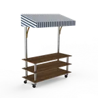image of Steelite MGCMLB10WSWW Mogogo Modular Classic Canopy Buffet Table, 71" Wide, 29-1/2" Deep, 96" High, Bengali Mango Wood, Stainless Steel