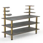 image of Steelite MGCMLB11GBXF 71" Configurable Buffet Table, 3-Tier, Grey Slate BHP Laminate Top, Brushed Brass Legs