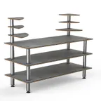 image of Steelite MGCMLB11GSXF 71" Configurable Buffet Table, 3-Tier, Grey Slate BHP Laminate Top, Brushed Stainless Steel Legs