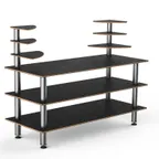 image of Steelite MGCMLB11MSXF 71" Configurable Buffet Table, 3-Tier, Rectangular, Nero Marquina BHP Laminate, Brushed Stainless Steel