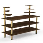 image of Steelite MGCMLB11WBXF 71" Buffet Table, 3-Tier, 54"H, Bengali Mango Wood Top, Brushed Brass Legs