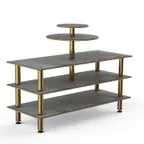 image of Steelite MGCMLB12GBXF 75" Buffet Table, 3-Tier, Grey Slate BHP Laminate, Brushed Brass, 53-1/2"H