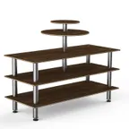 image of Steelite MGCMLB12WSXF 75" Configurable Buffet Table, 3-Tier, Bengali Mango Wood Top, Brushed Stainless Steel Legs