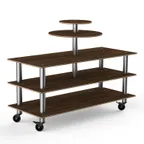 image of Steelite MGCMLB12WSXW 75" Configurable Buffet Table, 3-Tier, Bengali Mango Wood Top, Brushed Stainless Steel