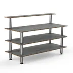 image of Steelite MGCMLB13GSXF 71" Configurable Buffet Table, 3-Tier, Grey Slate BHP Laminate Top, Brushed Stainless Steel Legs