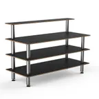 image of Steelite MGCMLB13MSXF 71" Configurable Buffet Table, 3-Tier, Nero Marquina Marble BHP Laminate, Brushed Stainless Steel