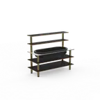image of Steelite MGCMLC01MBXF 71" Configurable Buffet Table, 3-Tier, Nero Marquina Marble BHP Laminate Top, Brushed Brass Legs