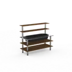 image of Steelite MGCMLC01WSXF 71" Configurable Buffet Table, 3-Tier, Laminated Wood Top, Brushed Stainless Steel Legs