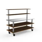image of Steelite MGCMLC02WSXW 71" Configurable Buffet Table, 3-Tier, Stainless Steel, Bengali Mango Wood Top