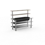 image of Steelite MGCMLC03GSXF 71" Configurable Buffet Table, 5-Tier, Grey Slate BHP Laminate, Stainless Steel Legs