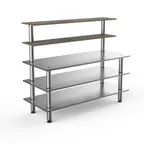 image of Steelite MGCMLC04GSXF 71" Modular Buffet Table, 5-Tier, Stainless Steel Top, Grey Slate Laminate, Brushed Stainless Steel Legs