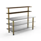 image of Steelite MGCMLC04WBXF 71" Modular Buffet Table, 5-Tier, Stainless Steel, Bamboo Core Laminate, Brushed Brass Legs