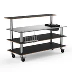 image of Steelite MGCMLC05MSXW 71" x 40" Configurable Buffet Table, 4-Tier, Stainless Steel Top, Nero Marquina Marble BHP Laminate
