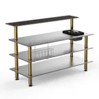 image of Steelite MGCMLC06MBXF 71" x 40" Configurable Buffet Table, 4-Tier, Stainless Steel, Nero Marquina Marble BHP Laminate Top