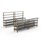 image of Steelite MGCMLC11GBXF 142" Modular Double Bar Buffet Table, Grey Slate BHP Laminate Top, Brushed Brass Legs, 73"H