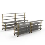 image of Steelite MGCMLC11GBXW 142" Modular Double Bar Buffet Table, Grey Slate BHP Laminate, Bamboo Core, Brushed Brass Casters