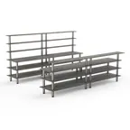 image of Steelite MGCMLC11GSXF 142" Modular Double Bar Buffet Table, Grey Slate BHP Laminate Top, Brushed Stainless Steel Legs, 73"H