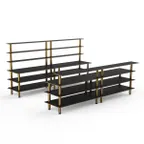 image of Steelite MGCMLC11MBXF 142" Modular Double Bar Buffet Table, Nero Marquina Marble BHP Laminate, Brushed Brass Legs, 73"H