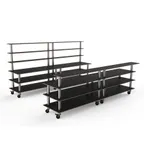 image of Steelite MGCMLC11MSXW 142" Modular Double Bar Buffet Table, Nero Marquina Marble BHP Laminate Top, 73"H, Brushed Stainless Steel