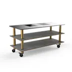 image of Steelite MGCMLD01GBXW 71" Configurable Buffet Table, 3-Tier, Grey Slate Laminate Top, Stainless Steel Frame