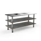 image of Steelite MGCMLD01GSXF 71" Modular Buffet Table, 3-Tier, Grey Slate Laminate Top, Stainless Steel Frame