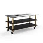 image of Steelite MGCMLD01MBXW 71" Configurable Buffet Table, 3-Tier, Drop-In, Double Well, Nero Marquina Marble BHP Laminate Top