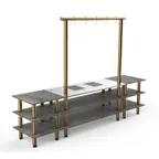 image of Steelite MGCMLD02GBXF 130" Configurable Buffet Table, 3-Tier, Drop-In, Double Well, Grey Slate BHP Laminate Top, 1800w