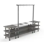 image of Steelite MGCMLD02GSXF 130" Configurable Buffet Table, 3-Tier, Grey Slate Laminate, Brushed Stainless Steel