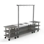 image of Steelite MGCMLD02GSXW 130" Configurable Buffet Table, 3-Tier, Grey Slate Laminate Top, Brushed Stainless Steel