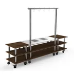 image of Steelite MGCMLD02WSXW 130" Configurable Buffet Table, 3-Tier, Drop-In, Double Well, Bengali Mango Wood BHP Laminate Top