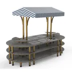 image of Steelite MGCMLD03GBWF 130" Configurable Buffet Table, 3-Tier, 6 Well, Grey Slate BHP Laminate Top