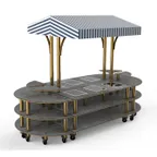 image of Steelite MGCMLD03GBWW 130" Configurable Buffet Table, 3-Tier, 6 Well, Grey Slate BHP Laminate Top